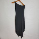 Venus  One Shoulder Dress Womens XS Black Midi Hi-Low Hem Stretchy Built in Bra Photo 5
