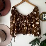 MAGNOLIA BOUTIQUE floral‎ puff sleeve blouse Women’s SIZE SMALL boho fall Brown Photo 2