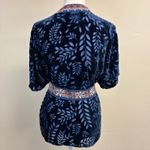Johnny Was Jade Hayek Silk-Blend Navy Blue Velvet Wrap Top Size S Photo 2