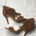 Torrid brown suede fringy tassle open toe heel size 9 Photo 1