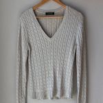 Ralph Lauren Lauren  Medium Green Label Silk Blend Metallic Silver Sweater Photo 0