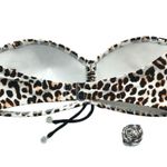 DKNY Leopard-Print Bandeau Tie-Front Bikini Top Brown Black XL Photo 2