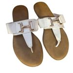 Bamboo  White and Tan Women's Sandals with Gold Accent Photo 0
