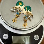 Rare Vintage Lunch at The Ritz WORLD TRAVELER Globe Airplane Cloud Earrings 18g. Green Photo 12