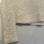 Free People Size Large Beige Ivory Oversized Boucle Sweater V Neck Long Sleeve Photo 1