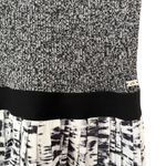 Escada Sport Black White Mixed Media Pleated Abstract Short Sleeve Dress Size 38 Photo 4