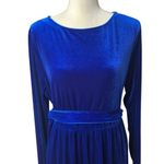 Elegant blue long sleeve maxi dress, size XXL, formal, velour, party, cocktail Photo 1