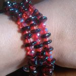 Indian Garnet and Seed Bead Triple Strand Magnetic Clasp Bracelet Photo 1
