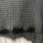 Black Rabbit Fur with Short Sleeve Shawl Poncho (Size 4 Photo 2