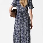 & Other Stories & Other Stories Flutter Sleeve V-Neck Button Front Navy Floral Print Midi Dress Photo 14