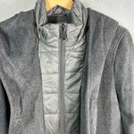 Gallery  Hooded Wool Blend Coat Quilted Bib Grey Melange Size Large Photo 4