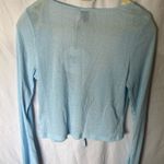 Princess Polly : Light Blue Barbarossa Ribbed Tie-Front Top- Bell Sleeve- 4 Photo 8