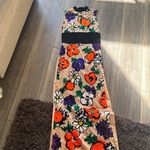 Vintage Floral Mock Neck Dress | 70s Flower Power Hippie Dress Orange Photo 2