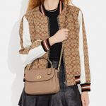 Coach NWT Marlie Top Handle Satchel With Border Quilting Taupe Photo 3