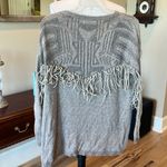 Cozy Sweater Fringe Western V Neck Rodeo Acrylic Wool Womens S Oversized Tan Photo 1