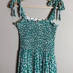 Summersalt Silky Luxe Smocked Maxi Dress Womens Medium Green Printed Bows Ruffle Photo 6