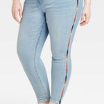 Knox Rose  Mid-Rise Embroidered Skinny Jeans Light Wash Stretch Denim Women’s 14 Photo 0