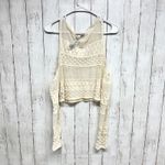 ZARA  Top Women Size Medium Cream Crochet Cold Shoulder Long Sleeve Crop Blouse Photo 4