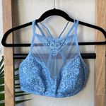 Xhilaration Baby Blue Floral High Neck Strappy Lace Bralette Photo 5