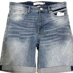 H&M NWT Lightwash Roll Cuff 7” Denim Bermuda Shorts Mid Rise Blue Size 6 Photo 4