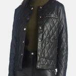 Anne Klein Black Quilted Leather Jacket S Photo 0