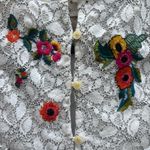 Maeve Anthropologie Maci White Lace Top with Floral Multi-Color Embroidery Photo 4