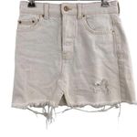 Bershka White Denim Distressed Skirt Size 2 Photo 0