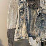 Two tone sleeve acid wash hooded denim jacket L Size L Photo 1