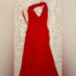 NWOT Staud Julius halter thigh slit red rose Maxi Dress sz S Photo 4