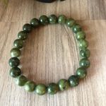 Green Jade Natural Stone Beads Stretchable Bracelet 7" Photo 1