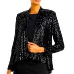 Eliza J  Black Sequin waterfall jacket. Long sleeve. Open front. Size Small. NWT. Photo 0