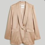Madewell  Satin Oversized Blazer Matchstick Beige Mid Length 2 Photo 10