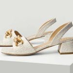 MOTF Tweed Chain Slingback Sandals white casual classic stylish fashion work Photo 2