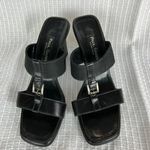 Paul Green  Heels 6.5 9 US Black Leather Open Toe Slip On Sandals Buckle Handmade Photo 6