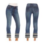 Driftwood  Colette Jeans Aztec Southwestern Embroidered Hem Straight Leg Size‎ 32 Photo 1