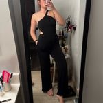 NBD Revolve  Black Cut Out Flared Jumpsuit Photo 3