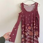 Derek Heart Mauve Pink Floral Border Print Cold Shoulder Long Sleeve Shift Dress Photo 7