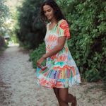 Jams World Hattie Dress Island Bisc Print tiered rayon short sleeve dress XXL 2X Photo 1