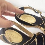 Ralph Lauren Lauren Ralph Lauren Wedge Sandals Sz 8 Womens Navy Gold Buckle Luxury Travel Photo 5