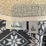 L.L.Bean Printed Fleece Full Zip Jacket in Cream Grey Size Large Photo 3