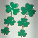 Gold Tone Green Shamrock Clover Boho Drop Earrings Photo 0