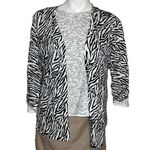 Chico's  Sweater Top Black White Cardigan 2 Pieces Size 0 Small Photo 0