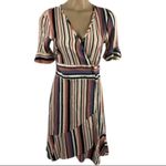 Band of Gypsies Pink Striped Side Wrap Short Sleeve Dress S NEW Photo 1