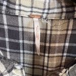 Free People Womens Boho Gauze Plaid Flannel Blue Grey Button Down Size Small Photo 1