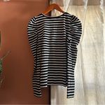 Rebecca Minkoff Talia Striped Puff Sleeve Long Sleeve Top Black White Size S Photo 6