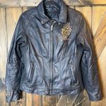 Harley Davidson Leather Embroidered Ridng Jacket Black Size L Photo 0