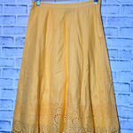Chico's  size 1 Yellow Eyelet Midi Skirt size zip layered‎ so pretty Photo 0