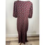 Bobeau Size Medium Dara Printed Dress Brown Green Polka Dots Hourglass Midi Photo 2