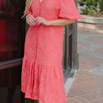 ✨AMORA RED EYELET EMBROIDERED MIDI DRESS✨ Pink Photo 0