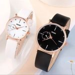 4pcs Fashion Simple Lovers Set Watches Luxury Men Women Leather Quartz Watch for Black Photo 2